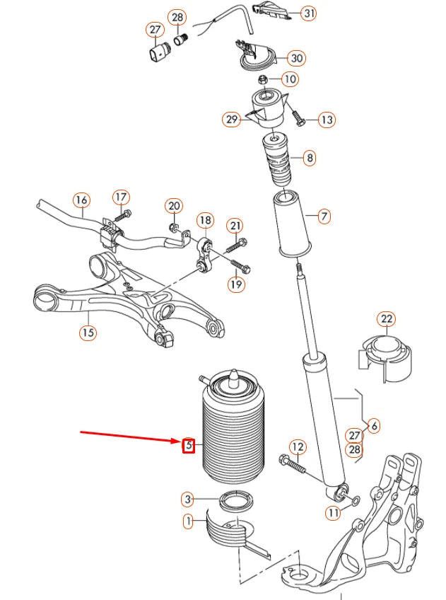 NEW AUDI A6 C7 REAR LEFT AIR SPRING 4G0616001AA ORIGINAL