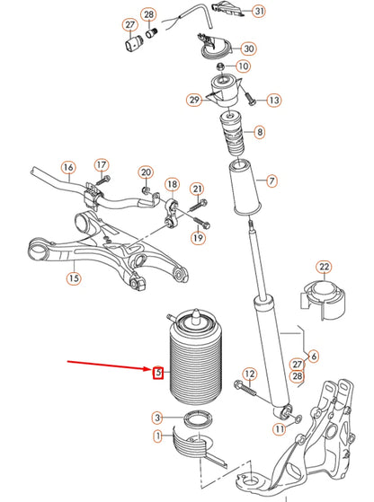 NEW AUDI A6 C7 REAR LEFT AIR SPRING 4G0616001AA ORIGINAL
