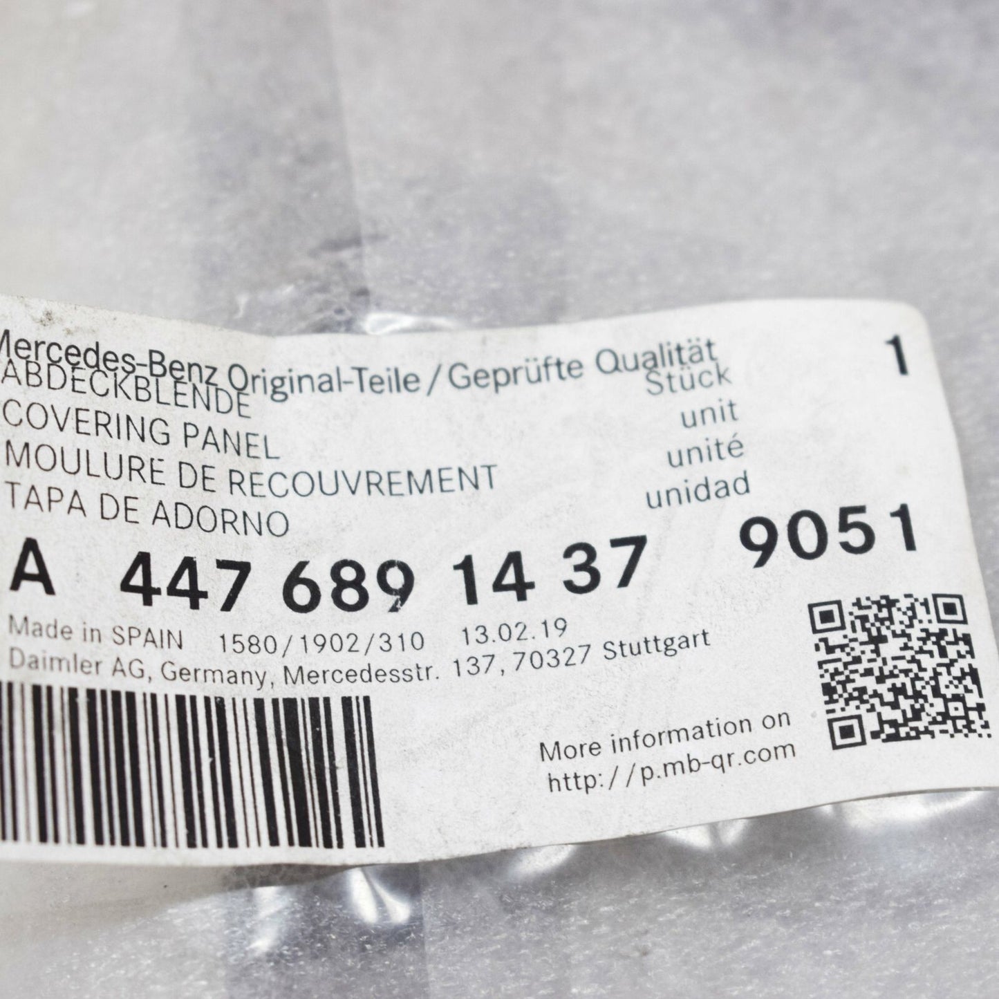 NEW MB VITO W447 DASHBOARD CENTRE UPPER COVER TRIM A44768914379051 ORIGINAL