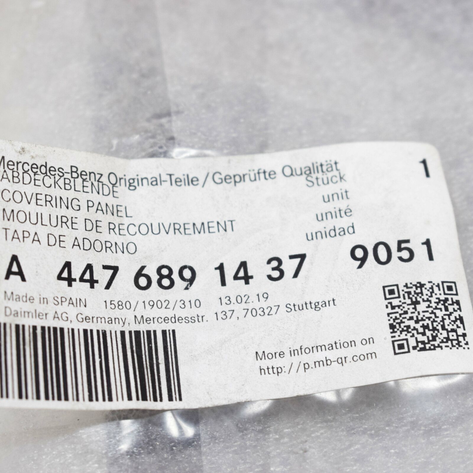 NEW MB VITO W447 DASHBOARD CENTRE UPPER COVER TRIM A44768914379051 ORIGINAL