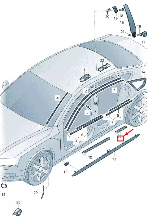 NEW AUDI A7 SPORTBACK 4G REAR RIGHT SILL TRIM STRIP 4G8853376F9B9