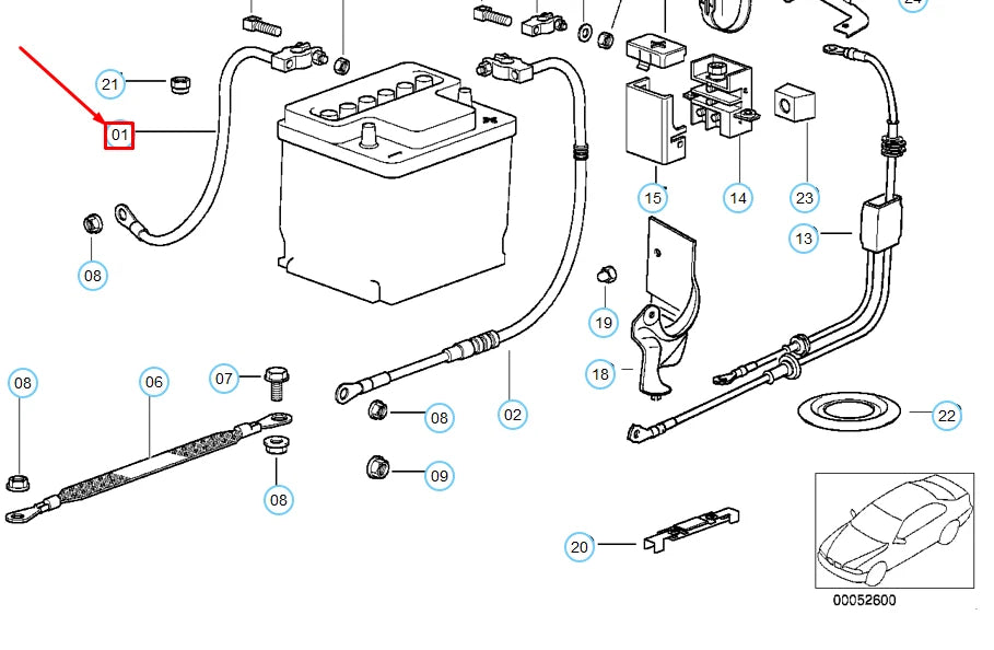 NEW BMW 3 CONVERTIBLE E36 NEGATIVE BATTERY CABLE 12421703704 ORIGINAL