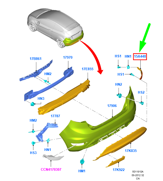 new ford fiesta mk6 rear left bumper reflector 1552734 8a61-17e847-ab original