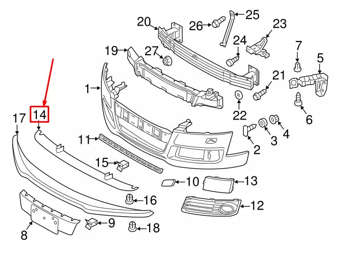 NEW AUDI TT 8J3 FRONT LOWER BUMPER SPOILER 8J0807110A ORIGINAL