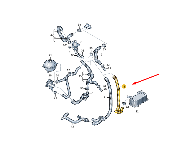 NEW VW TRANSPORTER VI T6 COOLANT HOSE 7E0122073AE ORIGINAL