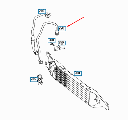 NEW MERCEDES-BENZ M-CLASS W164 OIL COOLER LINE A1645006972 ORIGINAL
