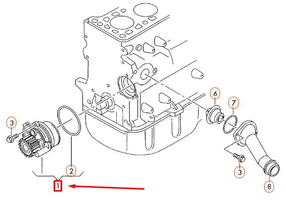 NEW AUDI A3 8L COOLANT PUMP WITH SEALING RING 038121011A