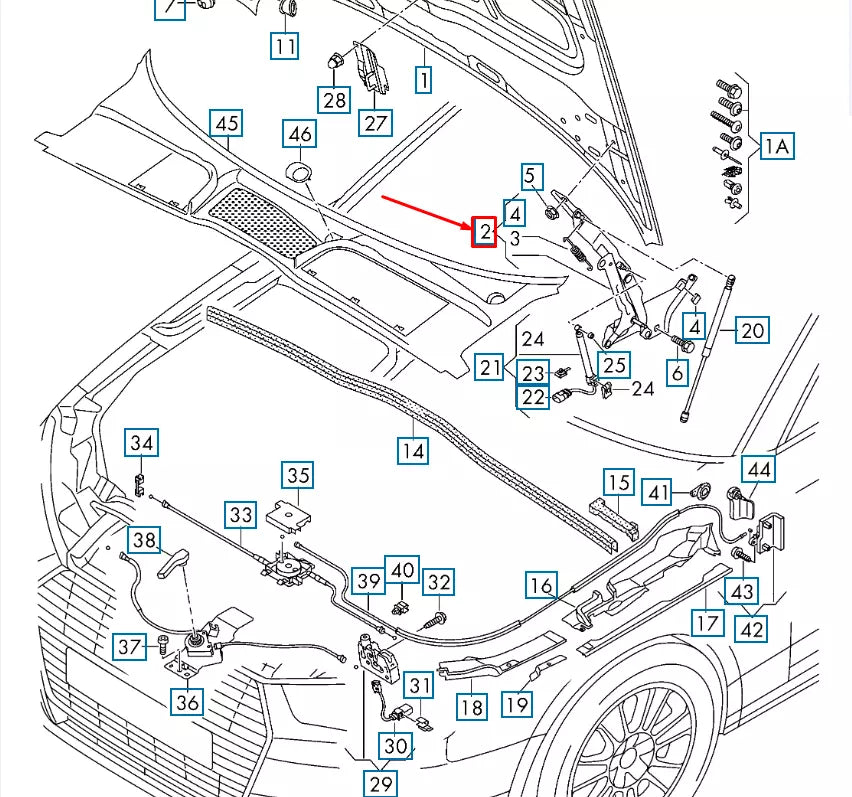 NEW AUDI A4 B9 ENGINE HOOD LEFT HINGE 8W0823301E