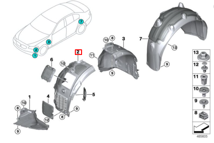 new bmw 5 g30 front left inner fender liner front part 51717340785 original