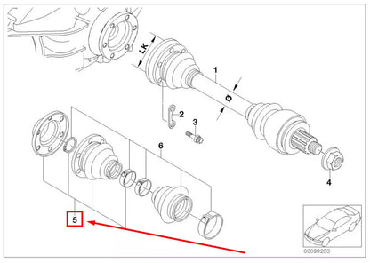 NEW BMW 3 E46 INNER CV BOOT REPAIR KIT 33211229593 1229593 ORIGINAL