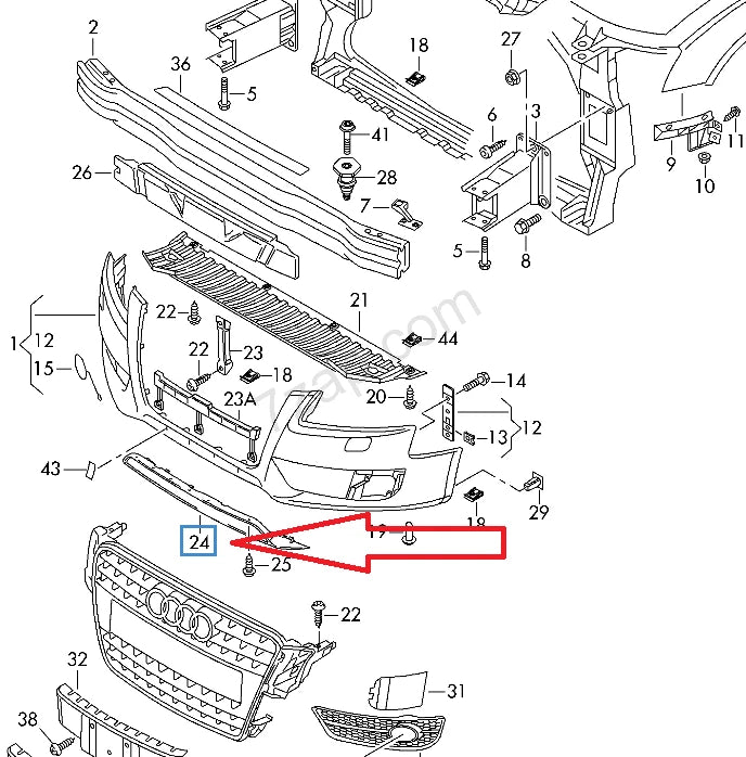 NEW AUDI A5 8T3 FRONT LOWER GRILL TRIM PLATINUM 8T08076471RR