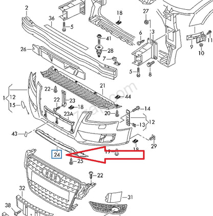 NEW AUDI A5 8T3 FRONT LOWER GRILL TRIM PLATINUM 8T08076471RR