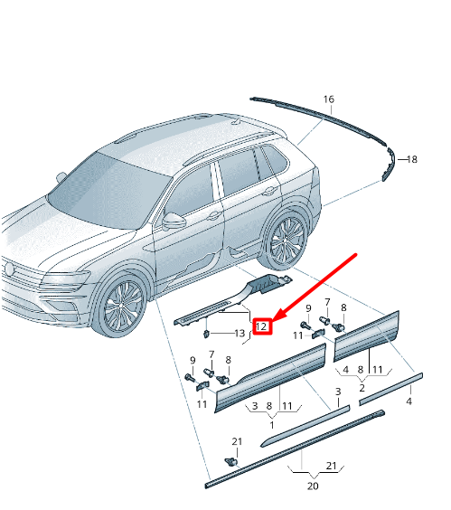 new volkswagen tiguan ad mk2 left side sideskirt trim 5na853369ese original