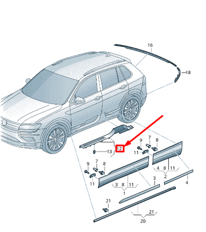 new volkswagen tiguan ad mk2 left side sideskirt trim 5na853369ese original