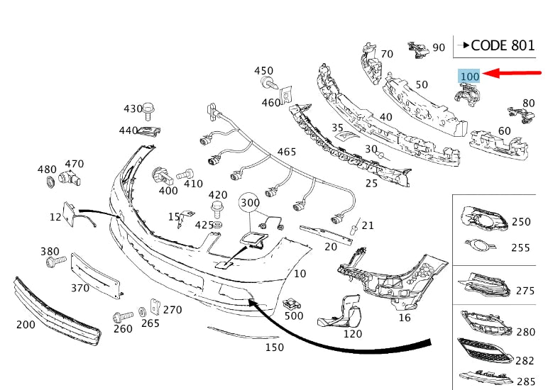 NEW MERCEDES-BENZ C W204 FRONT BUMPER PANEL RIGHT STIFFENER A2048850916 ORIGINAL
