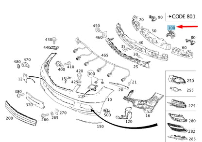 NEW MERCEDES-BENZ C W204 FRONT BUMPER PANEL RIGHT STIFFENER A2048850916 ORIGINAL