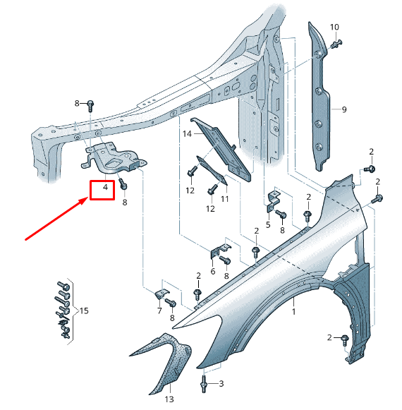 NEW AUDI E-TRON GEN FRONT RIGHT FENDER BRACKET 4KE821150 ORIGINAL