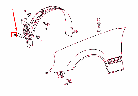 new mercedes-benz e w210 front right fender inner liner a2106988430 original