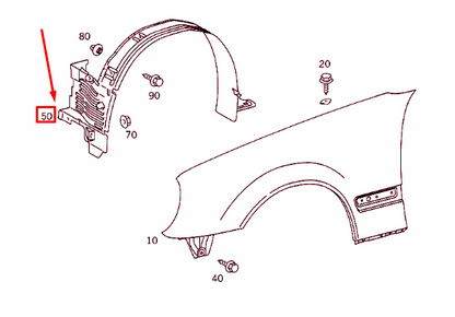 new mercedes-benz e w210 front right fender inner liner a2106988430 original