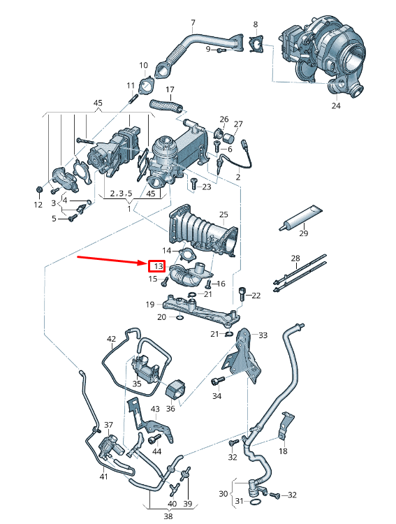 NEW VW TOUAREG CR EGR PIPE 059131530T ORIGINAL