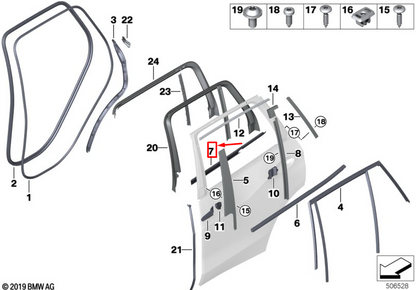 new bmw x5 g05 rear left door window cavity seal 51357428693 original