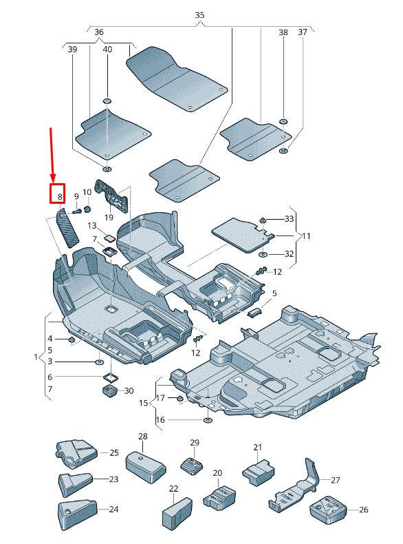 NEW AUDI Q7 4M FOOTREST COVER RHD 4M2864778A1JO 4M2864778A 1JO ORIGINAL