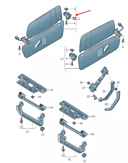 NEW VW TOUAREG 7P MK1 LEFT INNER SUN VISOR RETAINER 4L0859561NX1