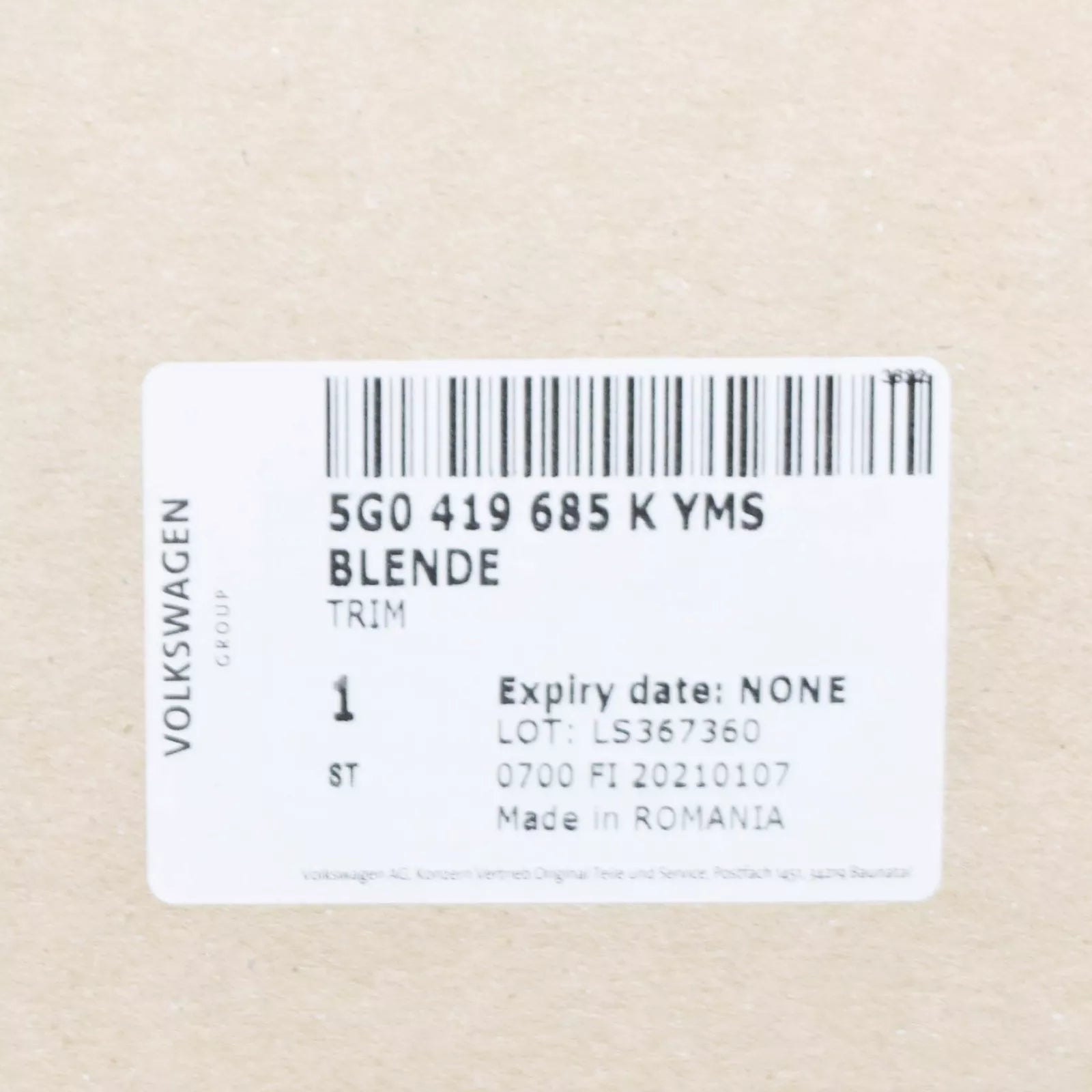 NEW VOLKSWAGEN GOLF MK7 R LINE STEERING WHEEL TRIM 5G0419685KYMS ORIGINAL