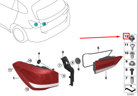 new bmw x1 f48 rear light clip 9883874 63219883874 original