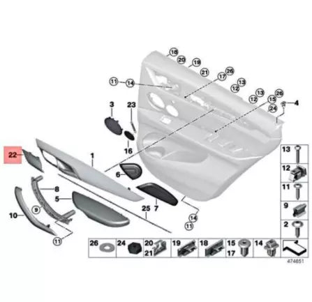 NEW BMW X5 F15 F85 M REAR RIGHT DOOR CARD PANEL COVER CAP 51417292088 ORIGINAL