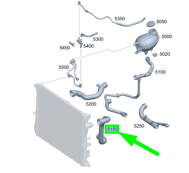 NEW MERCEDES-BENZ C W205 LEFT SIDE RADIATOR COOLANT HOSE A2055019101 ORIGINAL