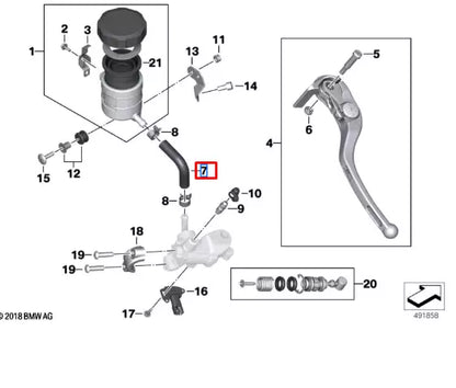 NEW BMW K42 HP4 0D01 HANDBRAKE LEVER HOSE 32727723287 ORIGINAL