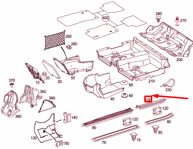 NEW MERCEDES-BENZ E W211 REAR LEFT DOOR INSIDE RAIL A21168053359B51 ORIGINAL