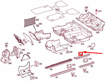 NEW MERCEDES-BENZ E W211 REAR LEFT DOOR INSIDE RAIL A21168053359B51 ORIGINAL