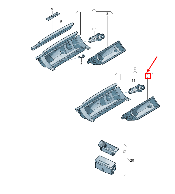 NEW VW TOUAREG 7P MK2 FRONT STOWAGE COMPARTMENT 7P6857130B ORIGINAL