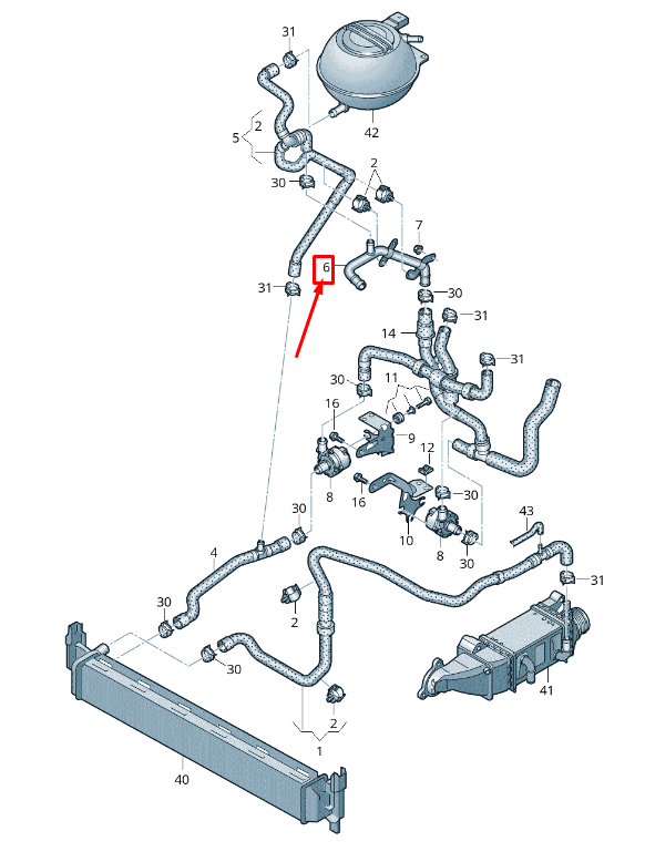 new skoda rapid nh engine coolant pipe 6c0121070b original