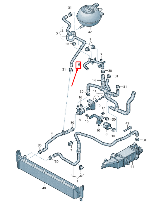 new skoda rapid nh engine coolant pipe 6c0121070b original