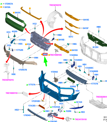 new ford ranger t6 mk1 radiator grille 2026716 ab39-8200-lb5bj9 original