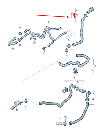 new vw sharan 7n coolant hose with quick release coupling 7n0122157al original