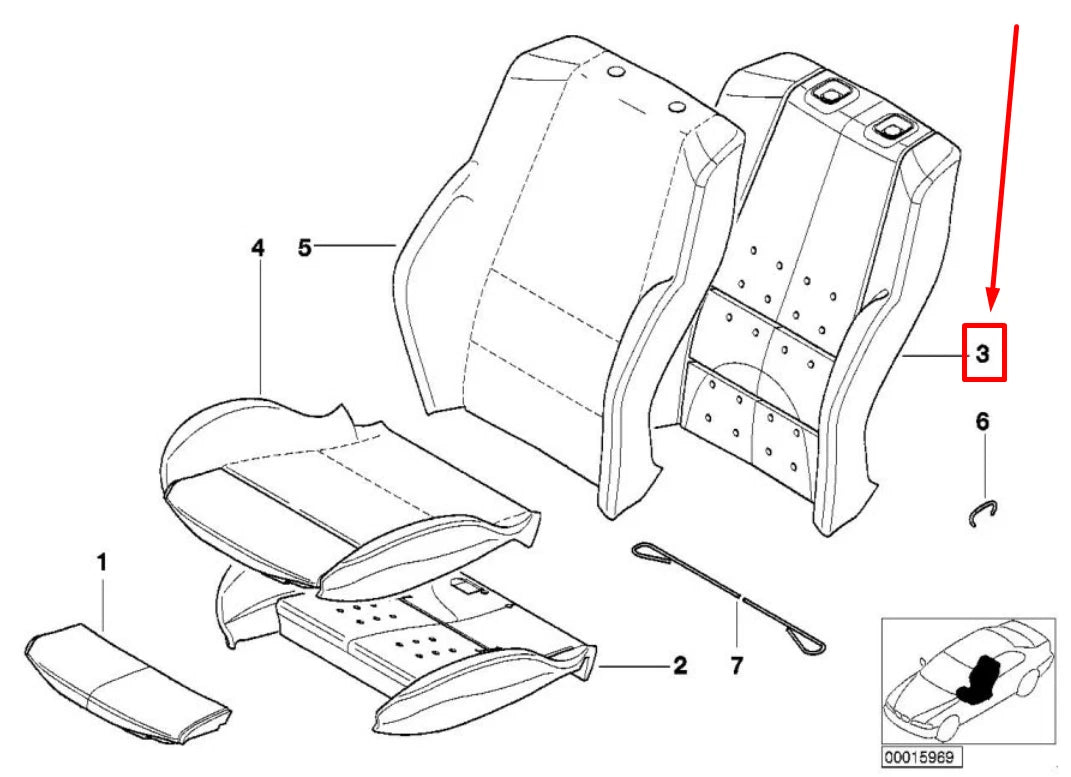 NEW BMW 3 E46 FRONT SEAT BACKREST FOAM 8261014 52108261014 ORIGINAL