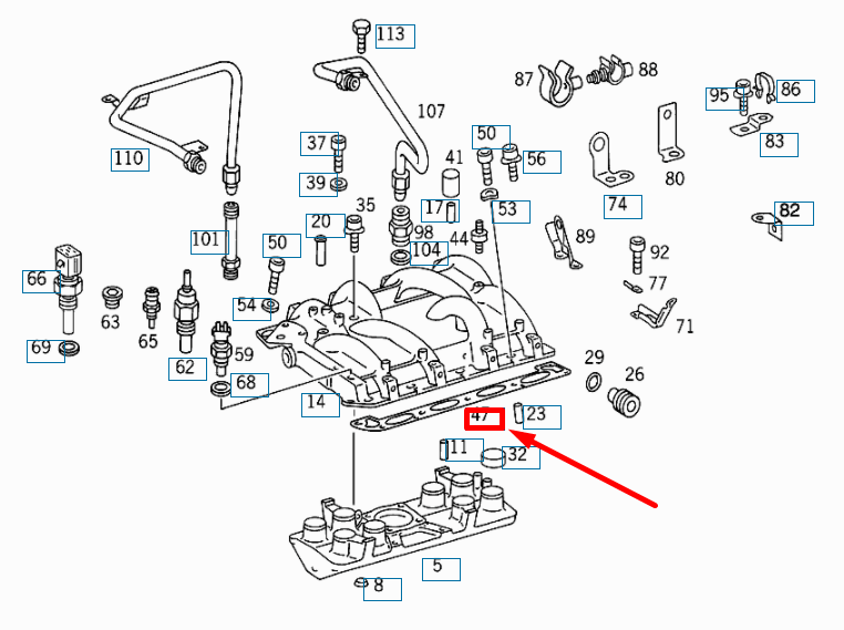 NEW MERCEDES-BENZ SL R129 LEFT INTAKE MANIFOLD GASKET A1191412480 ORIGINAL