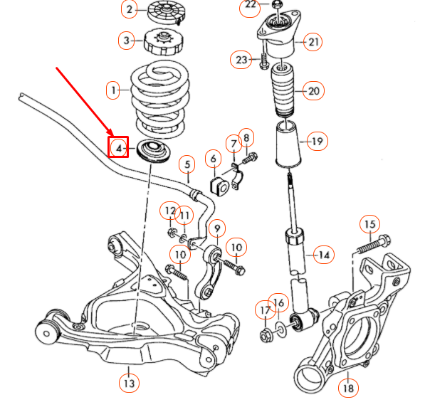 NEW AUDI A6 C6 REAR AXLE COIL SPRING SUPPORT 4F0512297B ORIGINAL