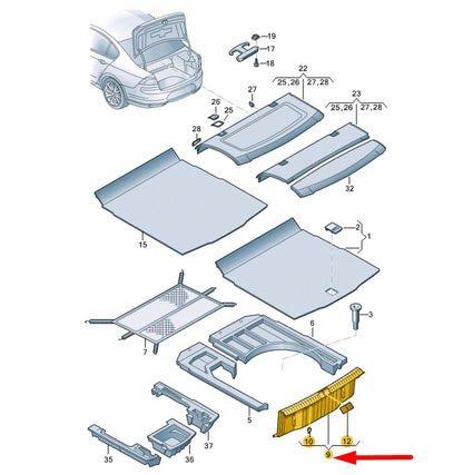 NEW VW PASSAT B8 TRUNK LOCK CARRIER COVER TRIM 3G5863459B82V ORIGINAL
