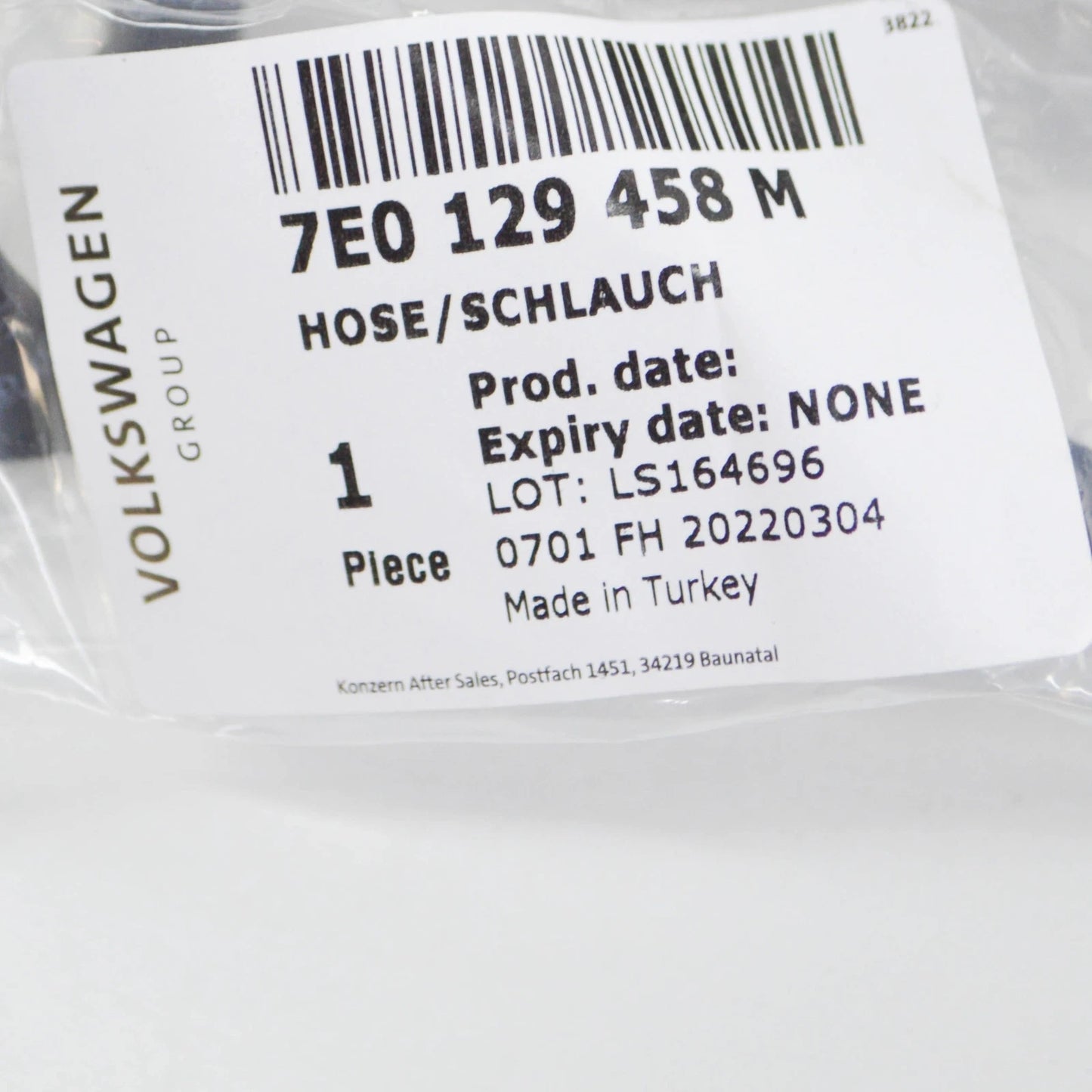 NEW VOLKSWAGEN TRANSPORTER T6 EGR VACUUM PIPE 7E0129458M ORIGINAL