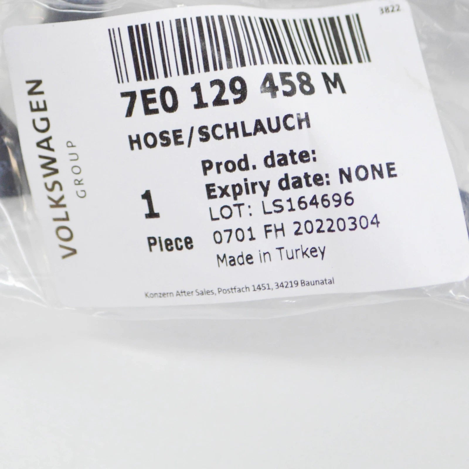 NEW VOLKSWAGEN TRANSPORTER T6 EGR VACUUM PIPE 7E0129458M ORIGINAL