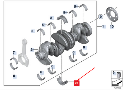 new bmw 5 gran turismo f07 engine crankshaft bearing shell 11218642945 original