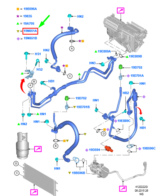 new ford mondeo mk5 ac hose pipe hs7h-19n602-vb 2439018 original