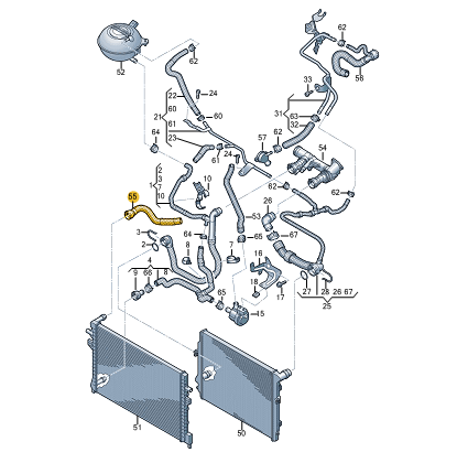 NEW VOLKSWAGEN TIGUAN AD1 RIGHT WATER RADIATOR HOSE 5QN122101AK ORIGINAL