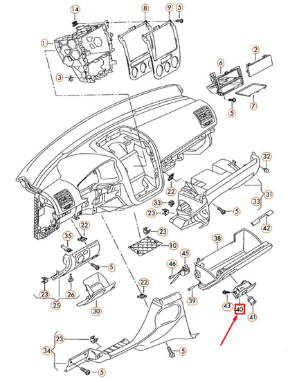 NEW VW JETTA A5 MK5 RIGHT DASHBOARD GLOVE BOX HANDLE LHD 1K1857147E75R ORIGINAL