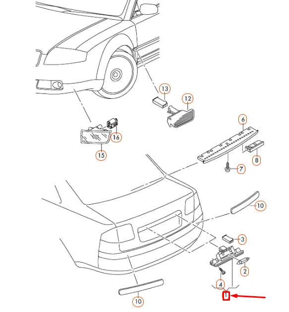NEW AUDI A8 D3 REAR RIGHT LICENSE PLATE LIGHT 4E0943022 ORIGINAL